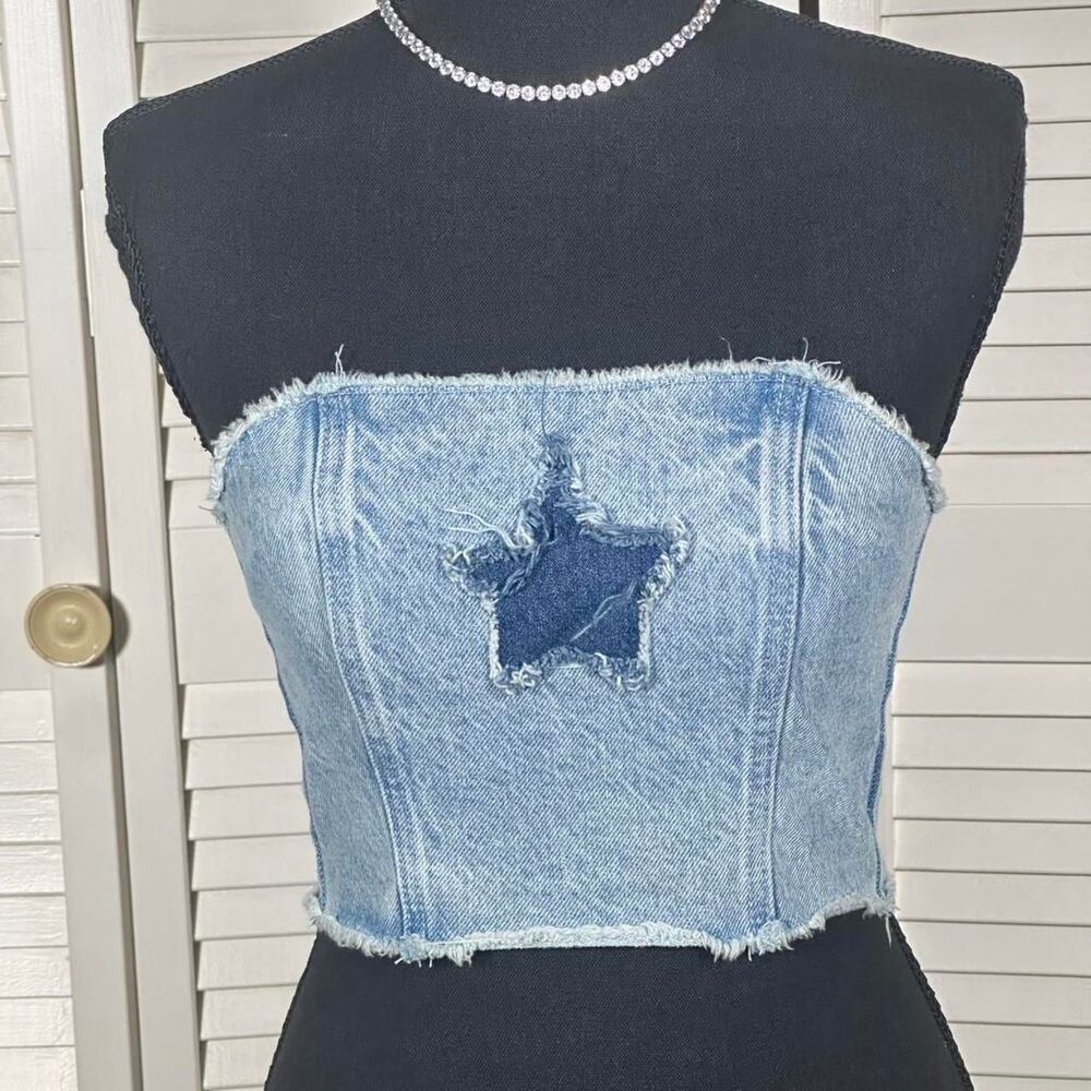 Pacsun Women's Denim Lace-up Tube Top